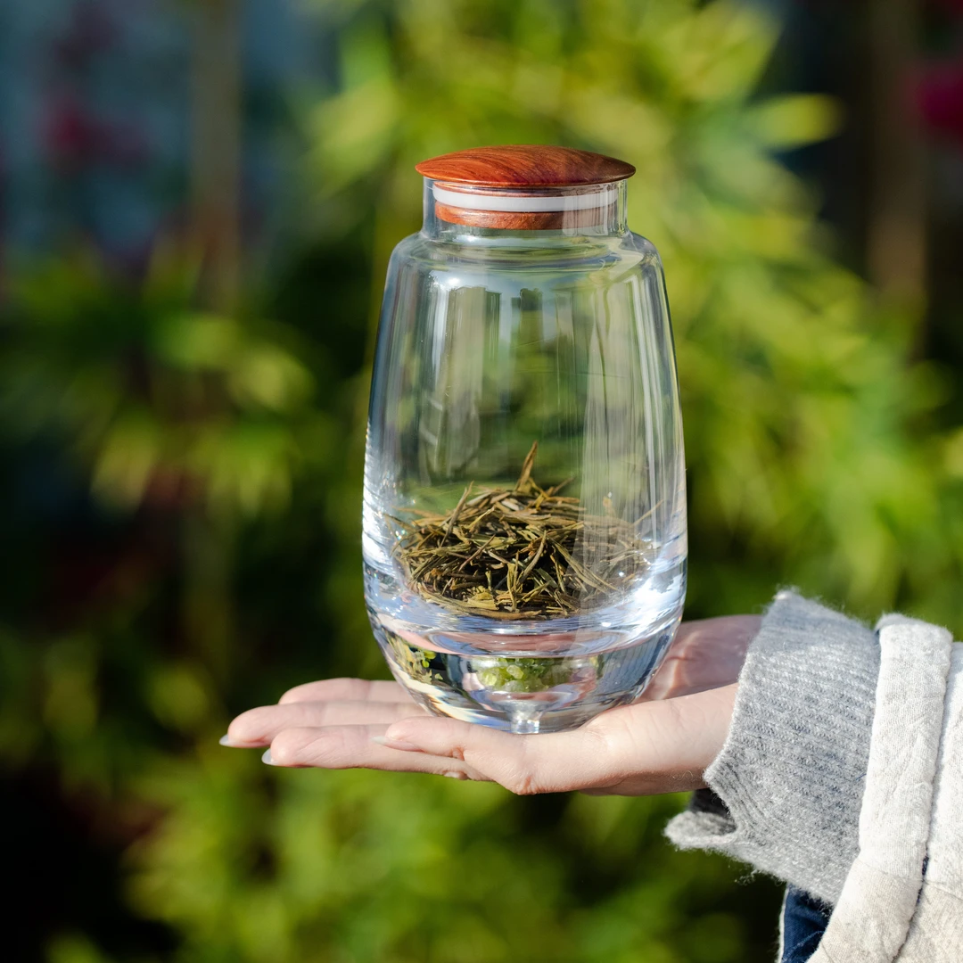 伍家坊青岚茶叶罐家用带盖防潮储茶罐大容量水晶玻璃茶罐