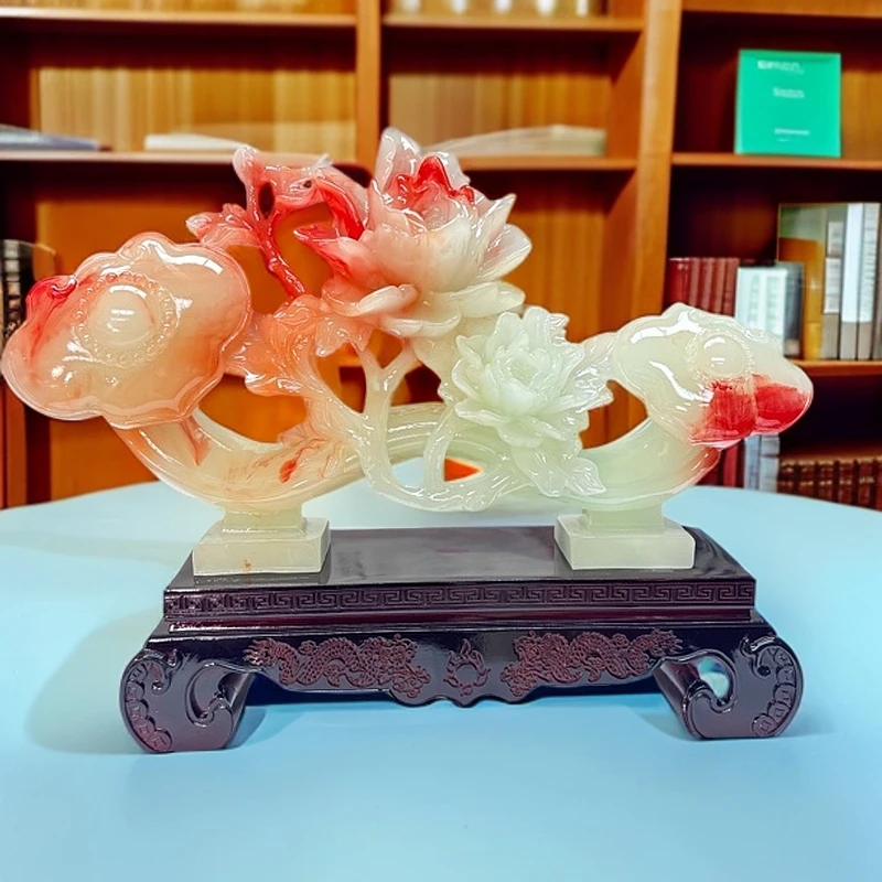 长30高22公分红花冰料花开富贵如意客厅玄关装饰品乔迁开业礼物