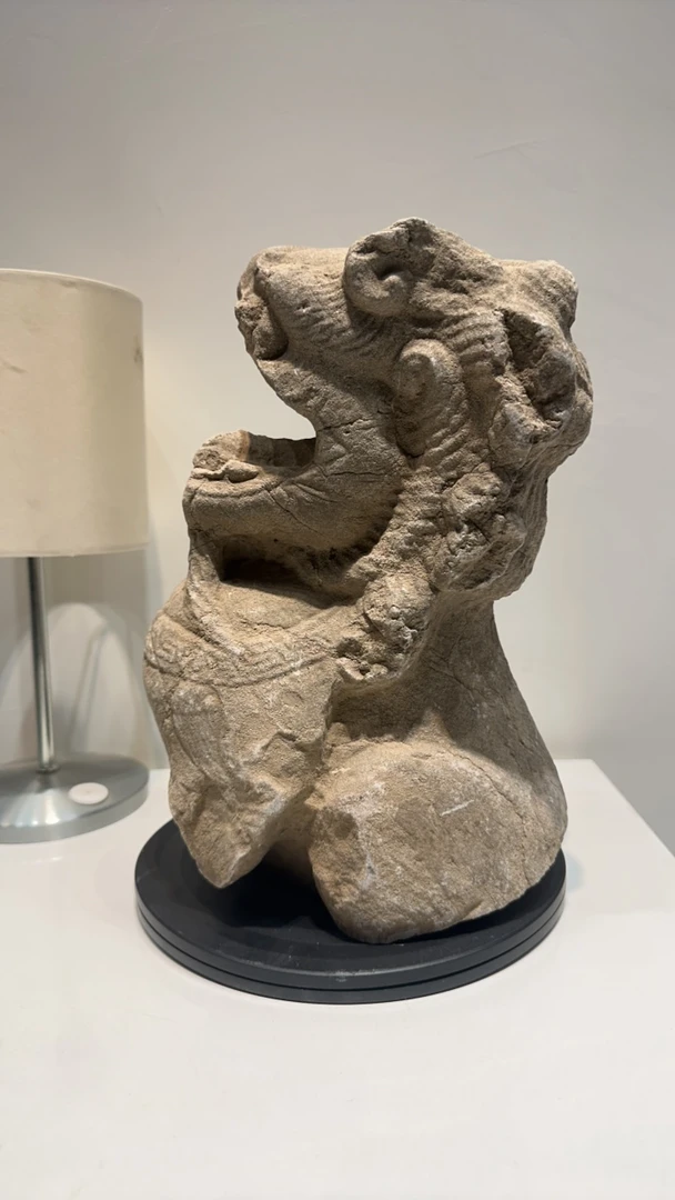 孤品案头石狮子头摆件