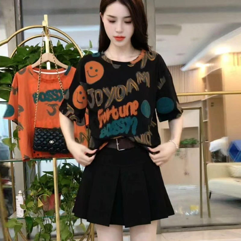 高含棉慵懒风洋气短袖t恤女2025夏季新款设计感减龄遮肉圆领上衣