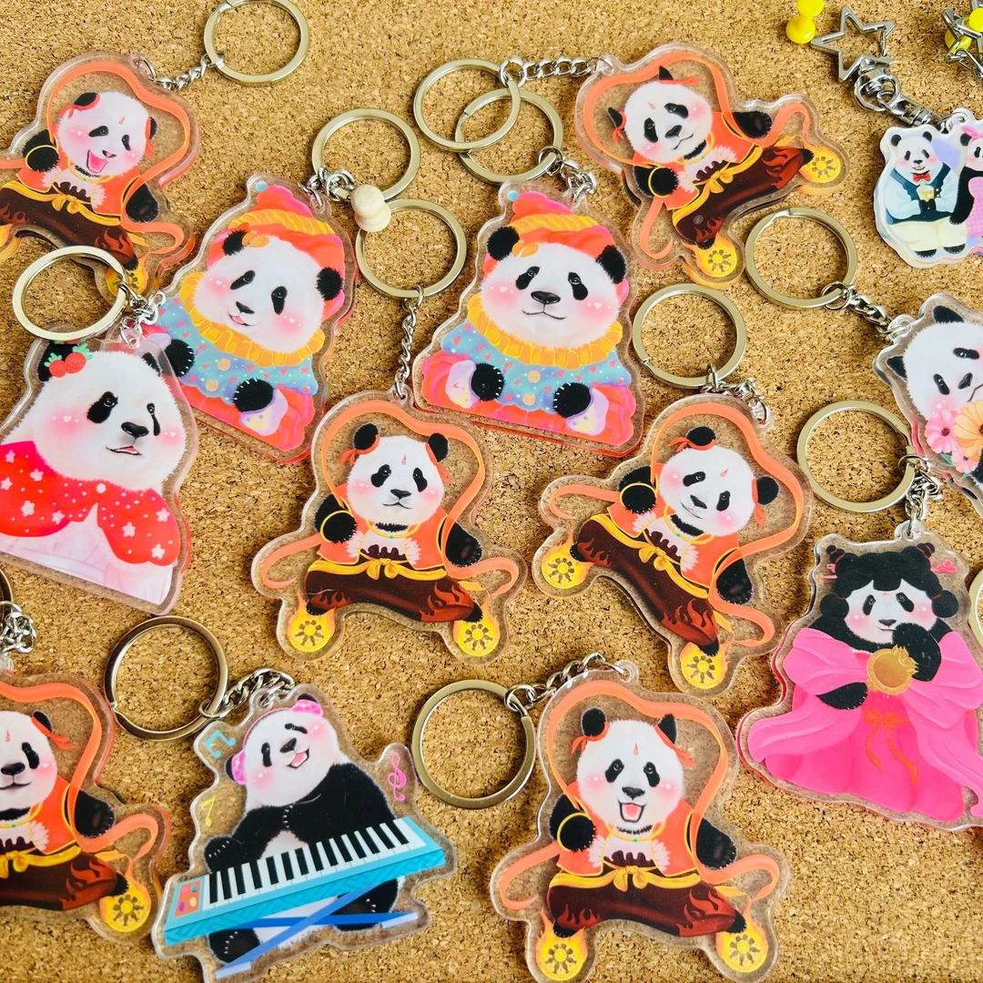 熊猫7cm高透款亚克力挂件钥匙扣熊猫挂件