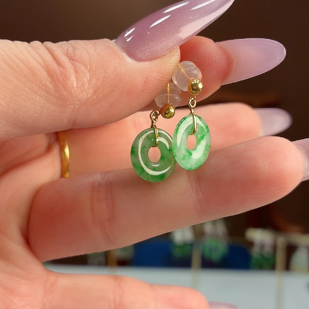 翡翠18K金镶嵌耳饰ers