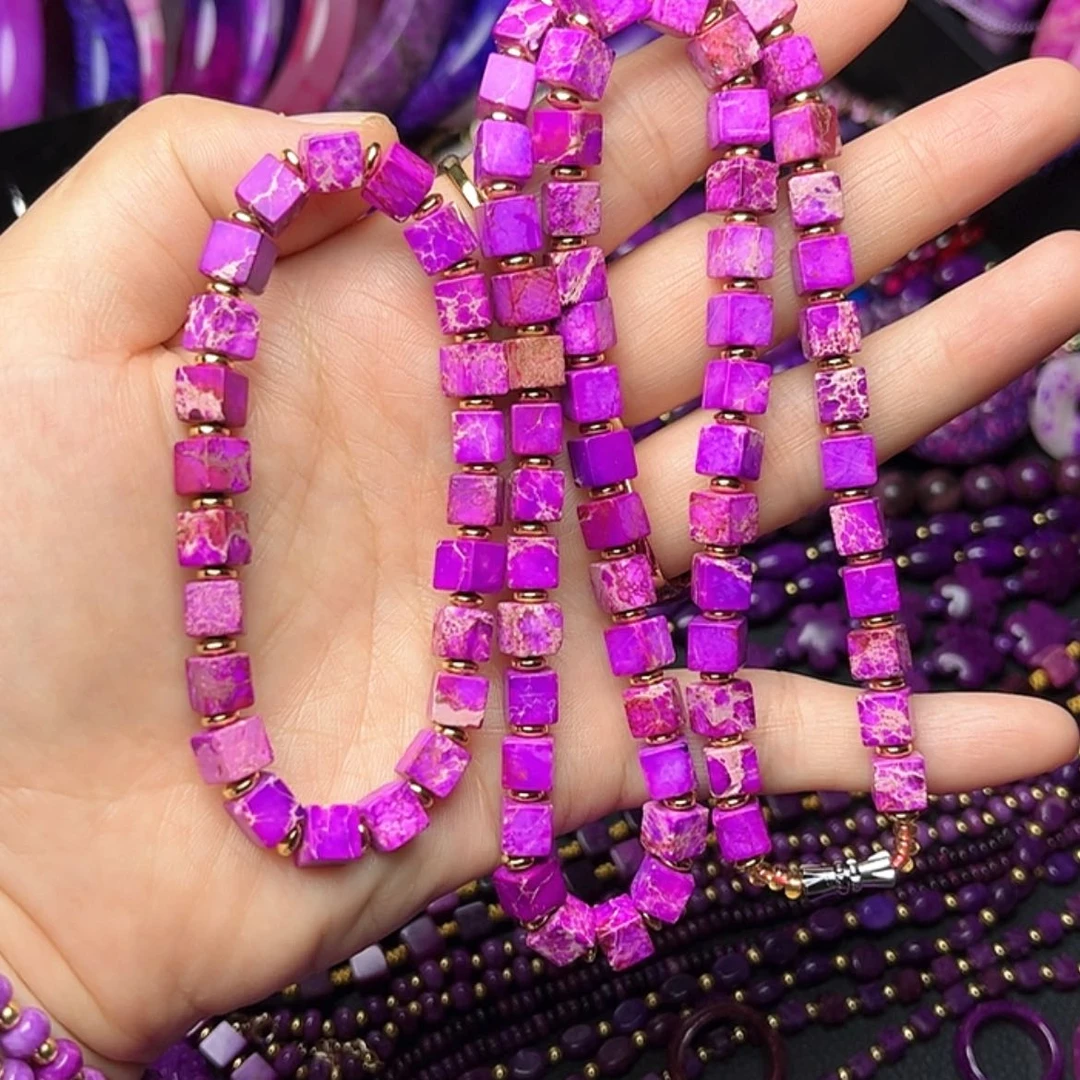 【闪购商品】玻璃DIY舒具石老油料一套项链手串爆款方糖卡6丝绒