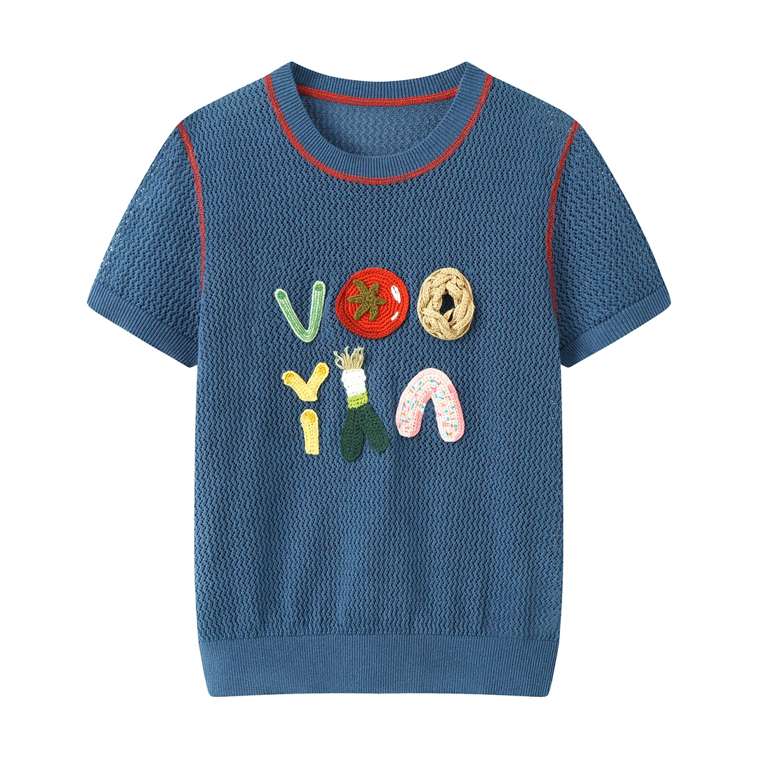 【Betterme定制】新款「爱与食物」美食LOGO毛衫T恤针织短袖【8315】