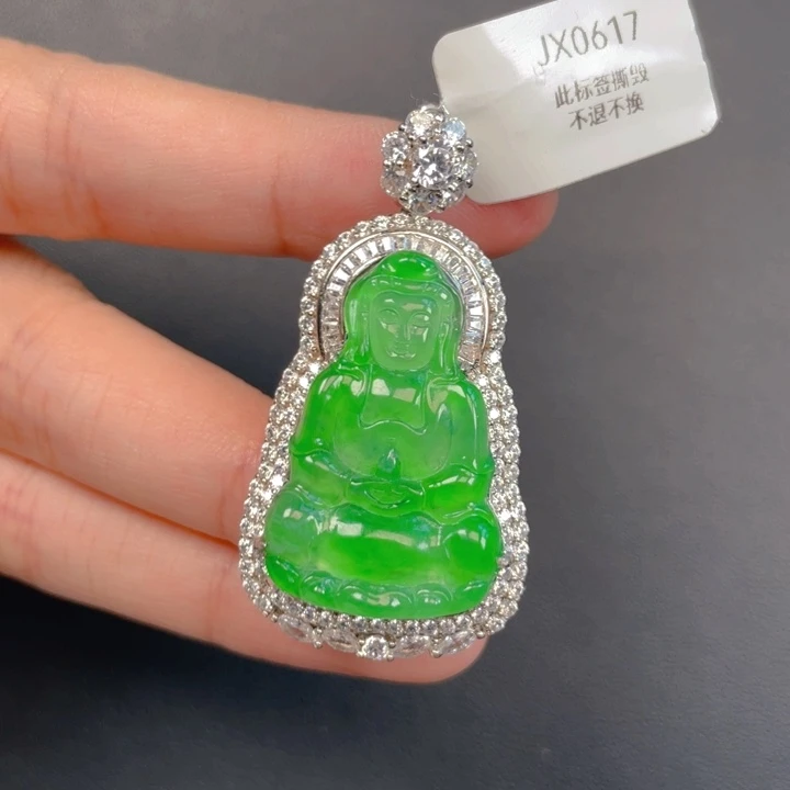 翡翠银S925镶嵌吊坠(不含链)