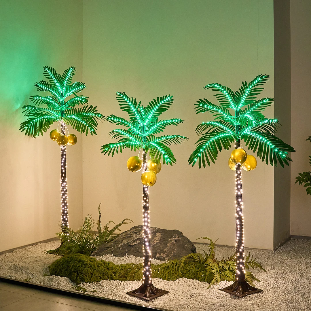 led仿真椰子树落地灯户外发光装饰灯花园庭院别墅场景布置氛围灯