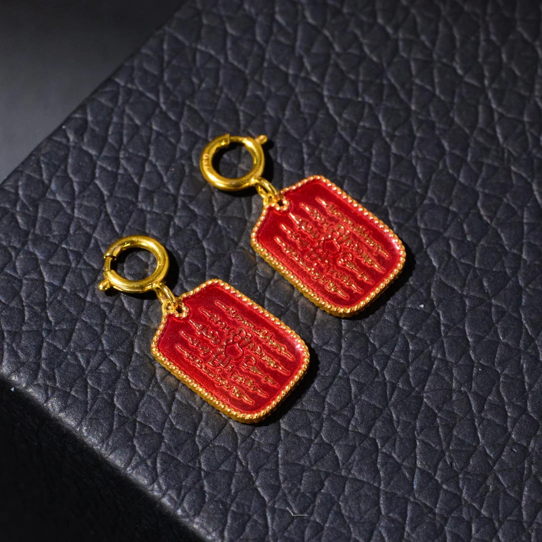 【歪歪】（素金）烧蓝五条经滴溜*18K金镶嵌（多样性发一）XB-J6121