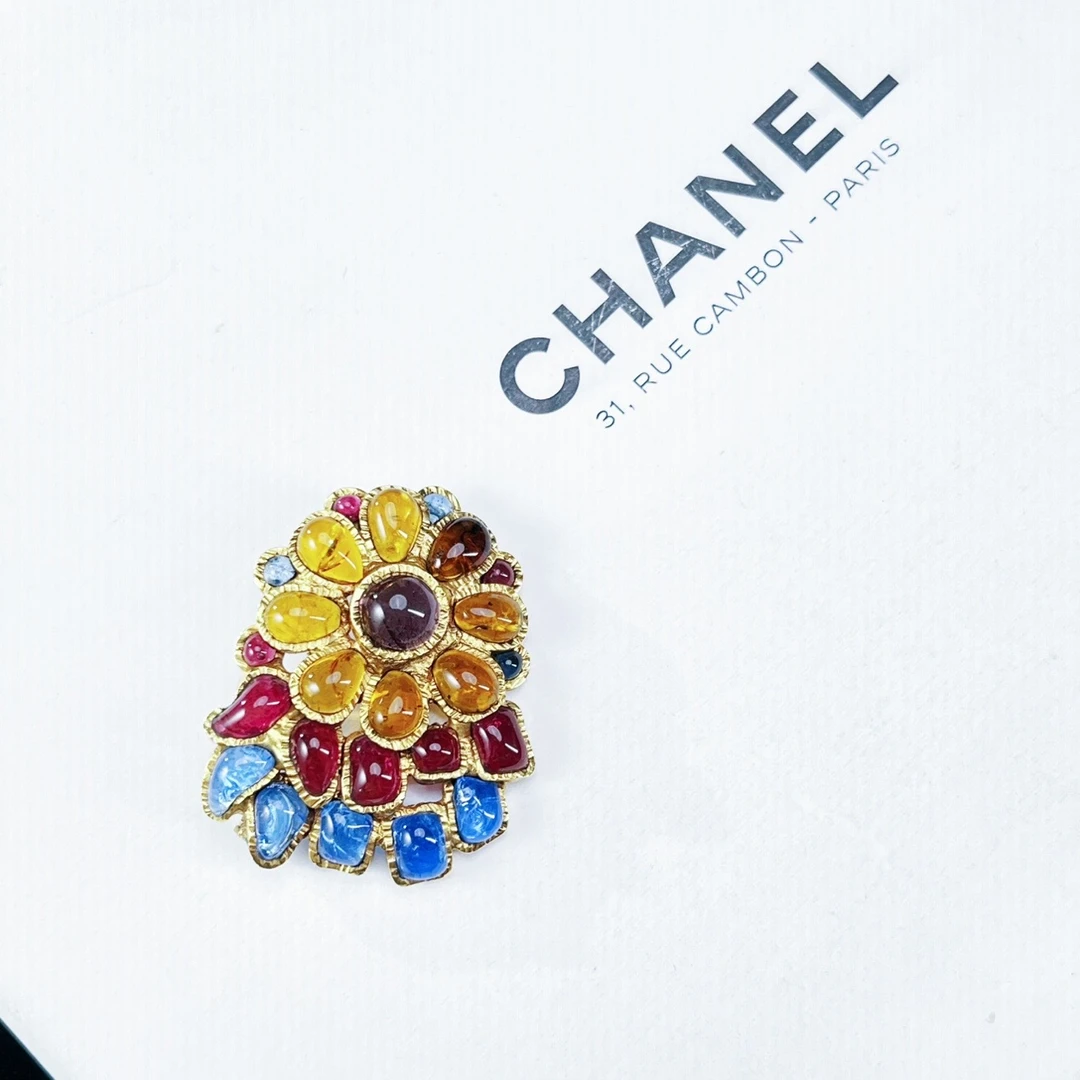 95新 Chanel/香奈儿 柚礼中古/香奈儿多色浇筑琉璃胸针CP508002