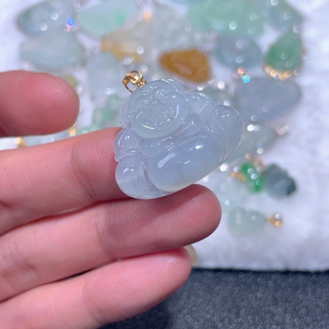 颈饰18K金镶嵌翡翠翡翠