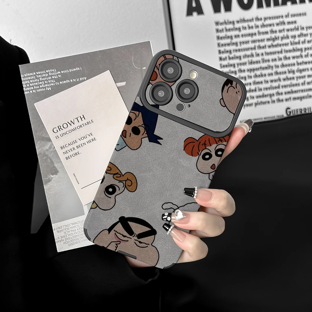 动漫小新适用苹果17pro新款iPhone17防摔手机壳16翻毛皮15硅胶壳X