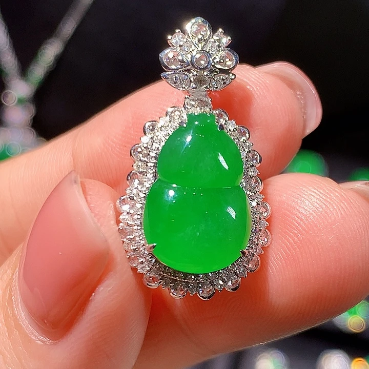 翡翠18K金镶嵌吊坠(不含链)