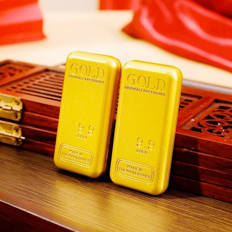 聚财实心创意方形金色工艺品小摆件