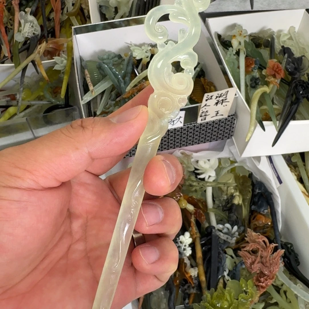 岫玉未镶嵌发饰明君玉簪就是好看