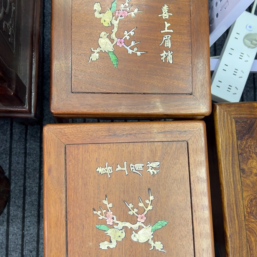 悟***道红木缅甸花梨木花几一对