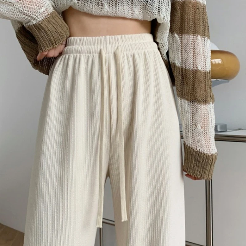 休闲裤春夏高腰阔腿裤休闲宽松薄款垂感高弹力时尚外穿-60001