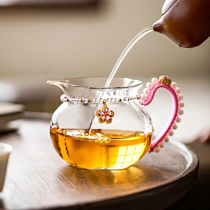 （阿萌茶事）手工编绳玻璃公道杯女士专用分茶器大容量高档茶海单