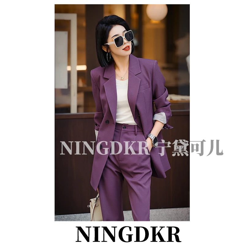 宁B40216葡萄紫色气质女神范显瘦西装外套女休闲时尚名媛小西服