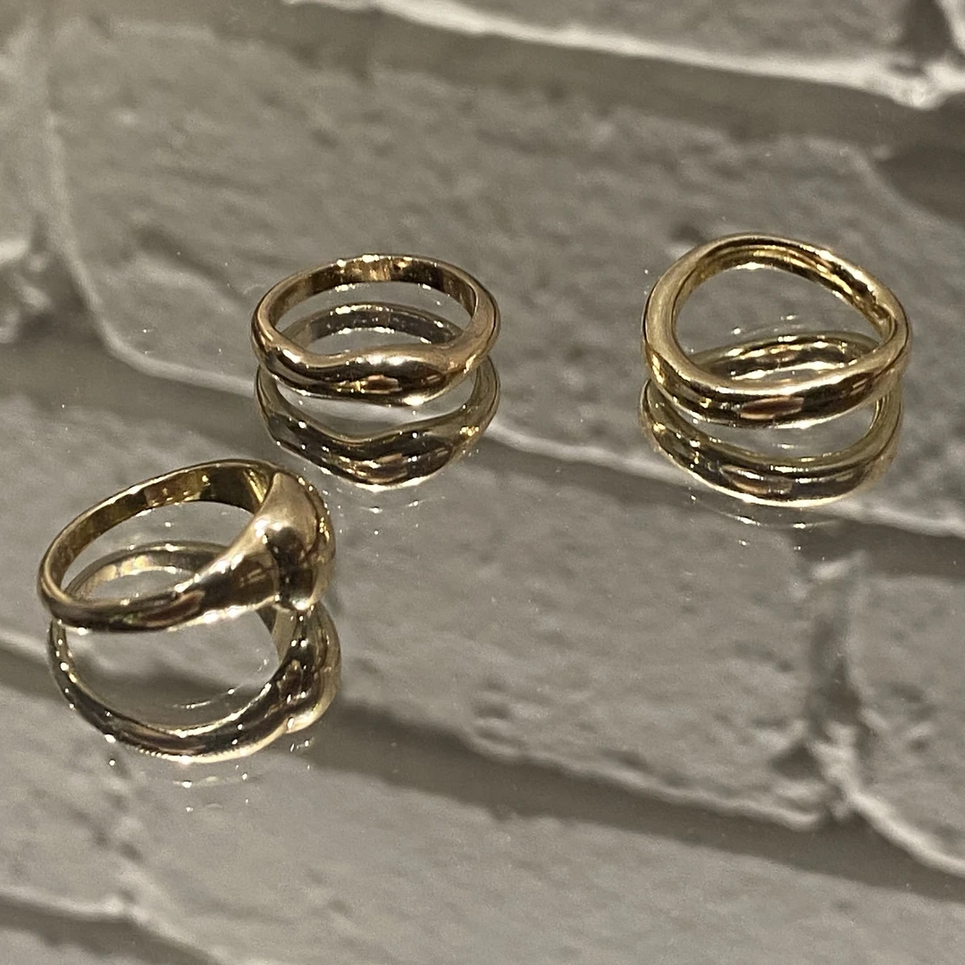 合金戒指 3件套金色小众百搭简约精致小众百搭潮酷戒指指环