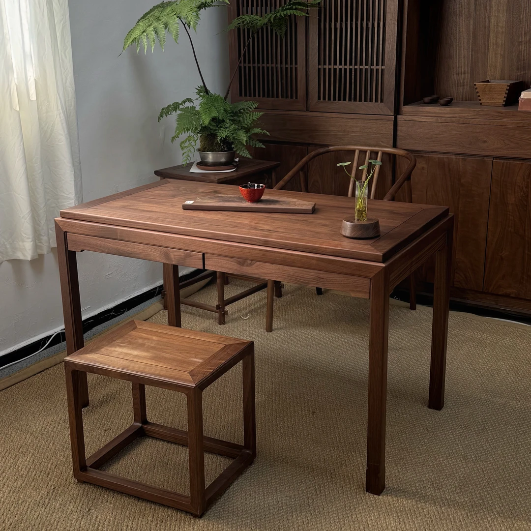 北美黑胡桃木简约高档茶台实木阳台桌子小茶桌新中式家具网红家具