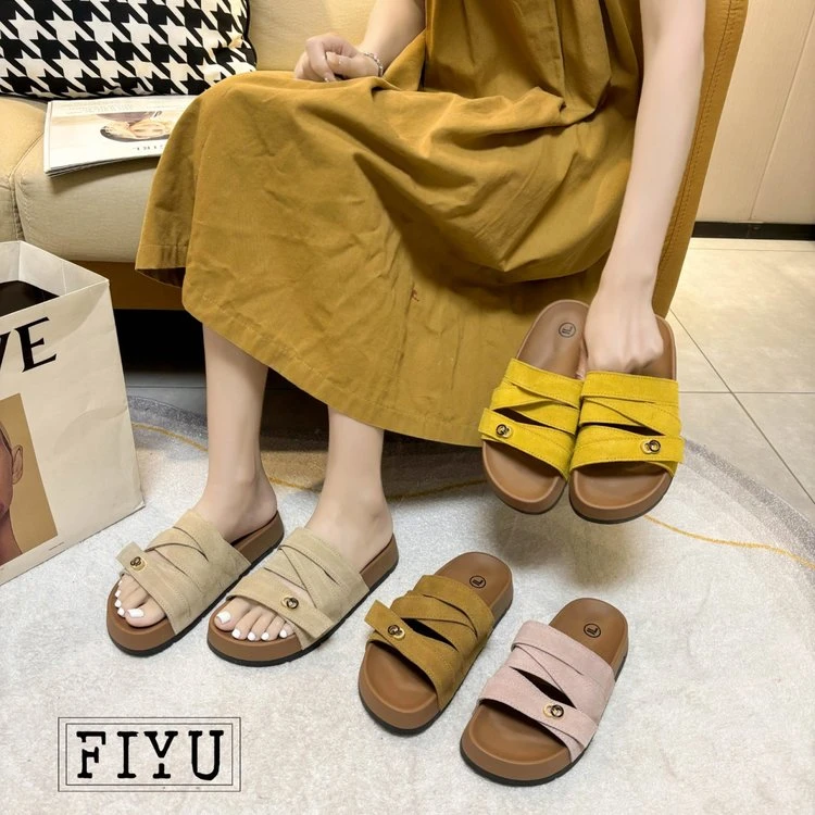 真皮拖鞋女夏外穿2025新款配裙子高级感一字拖法式超火绝美勃肯凉