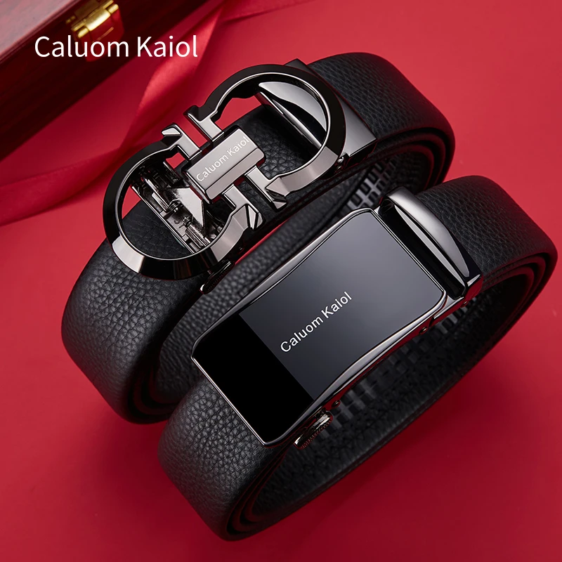 【男士礼物·2条装】Caluom Kaiol男士自动扣皮带时尚百搭裤腰带礼盒