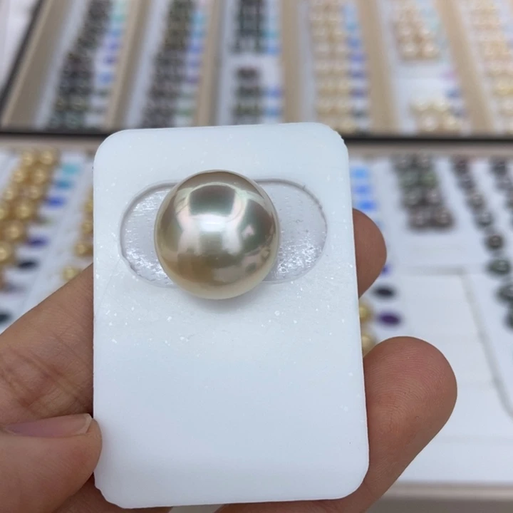 海水珍珠裸珠金珠干枯16-17