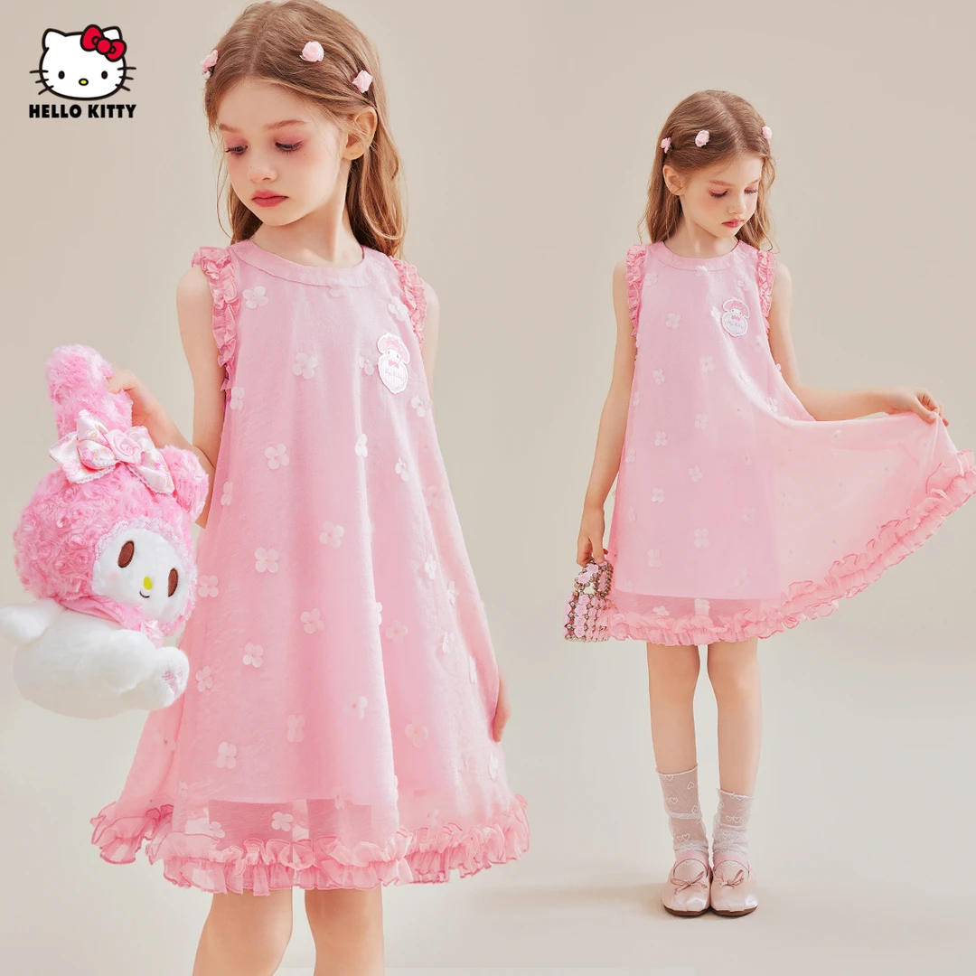 女童夏季吊带连衣裙2025新款甜美花朵裙子美乐蒂ip中大童装