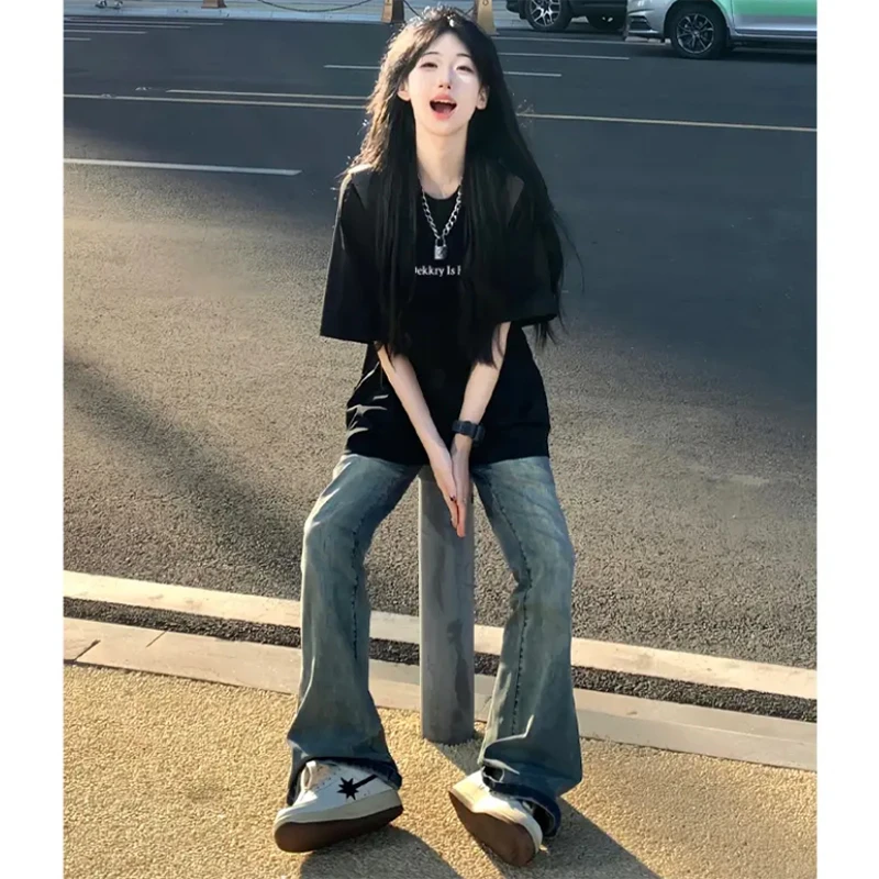 jtrt小众chic黑色短袖T恤男女士夏季2025新款纯棉百搭宽松上衣服