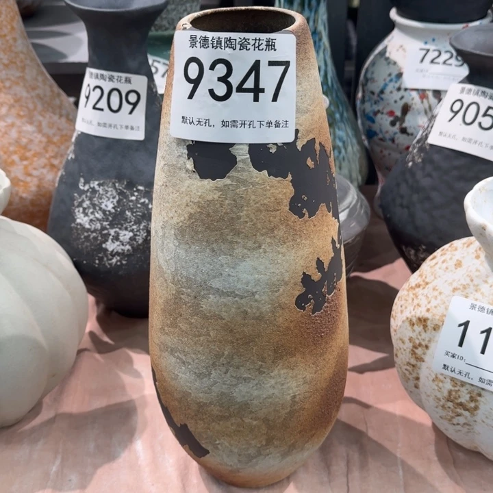 瓷片景德镇高温花器编码9347高37口6默认无孔