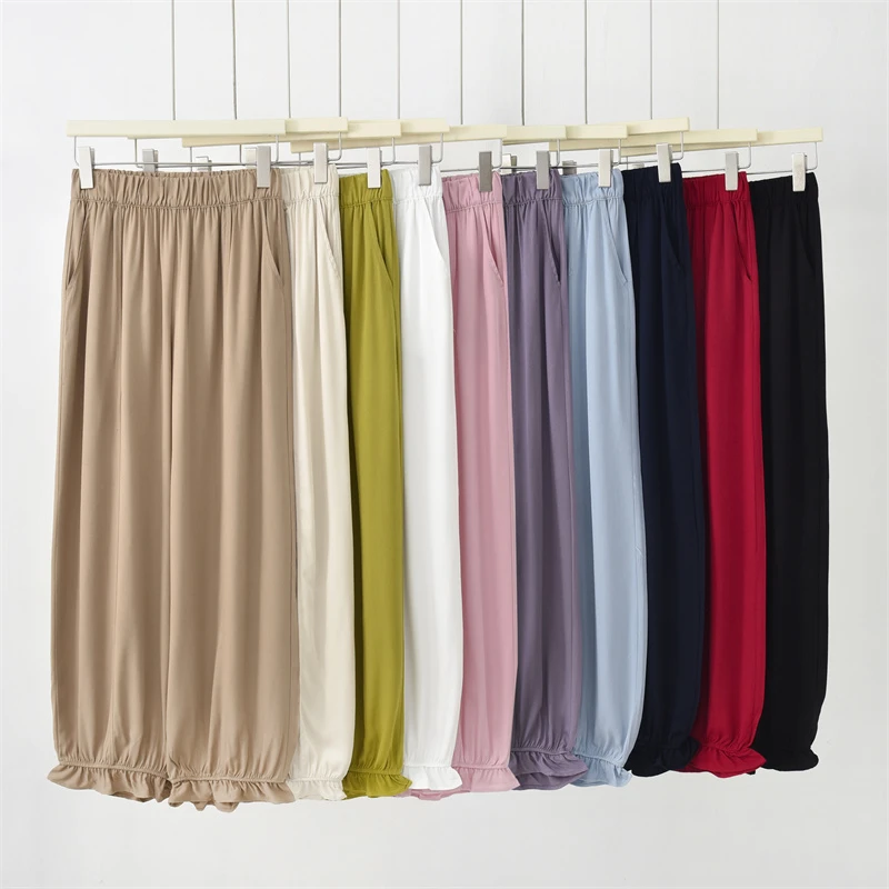 YH-[简约韩风]2025夏季新款时尚百搭绵绸休闲裤K-MF1315