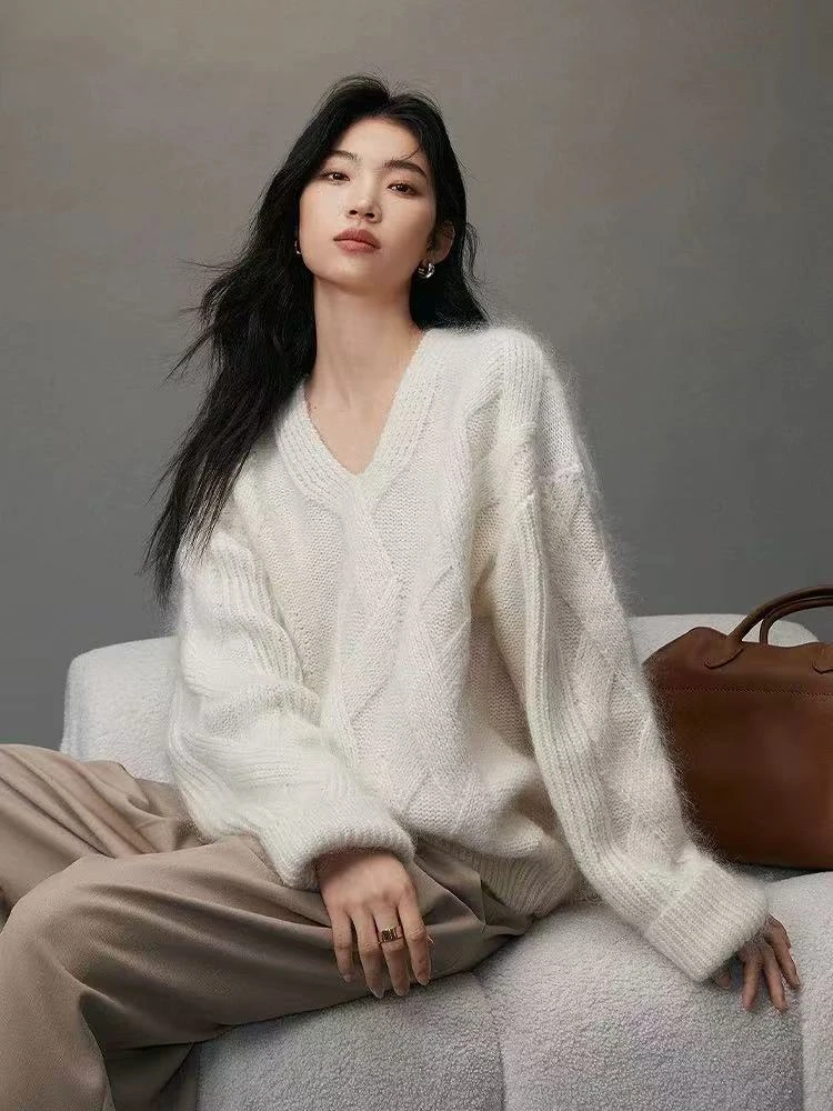 爆款提花保暖羊毛衫气质慵懒宽松百搭厚款毛衣秋冬轻奢针织打底衫