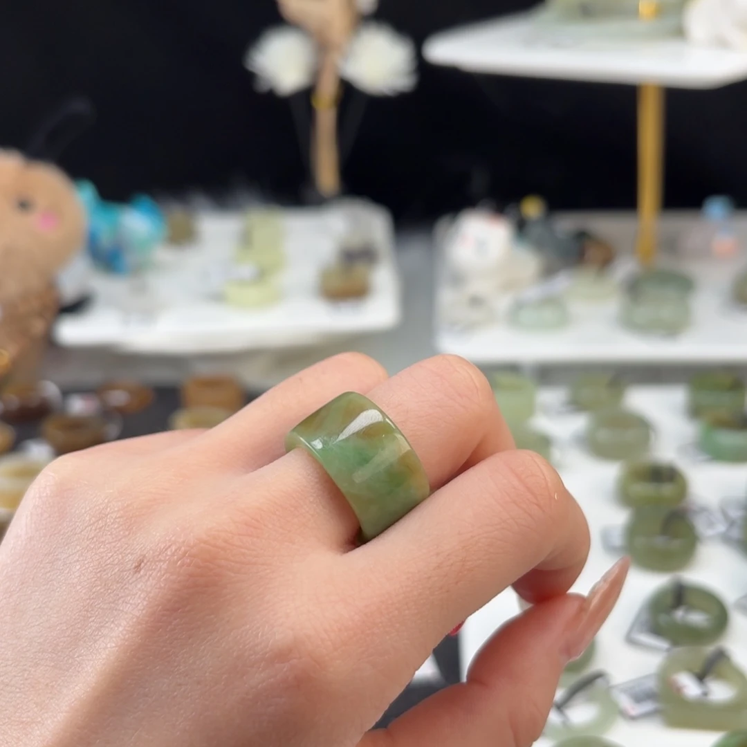 和田玉未镶嵌戒指O69黑洋冻直切16.0