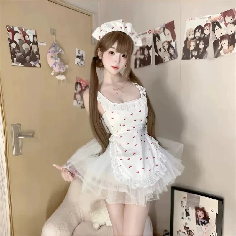 SC（草莓小蛋糕）水灵樱桃围裙睡裙女纯欲风性感睡衣秋季高级感