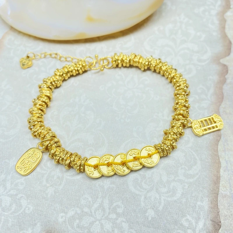 爆款K03104经典黄色铜钱算盘盘缠多样性发货47679