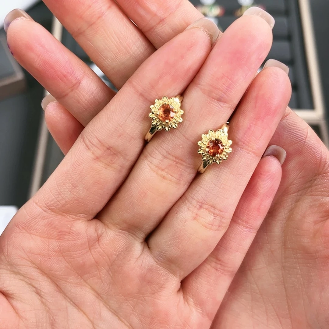 【闪购商品】石榴石（芬达石）耳饰银S925镶嵌听*M676