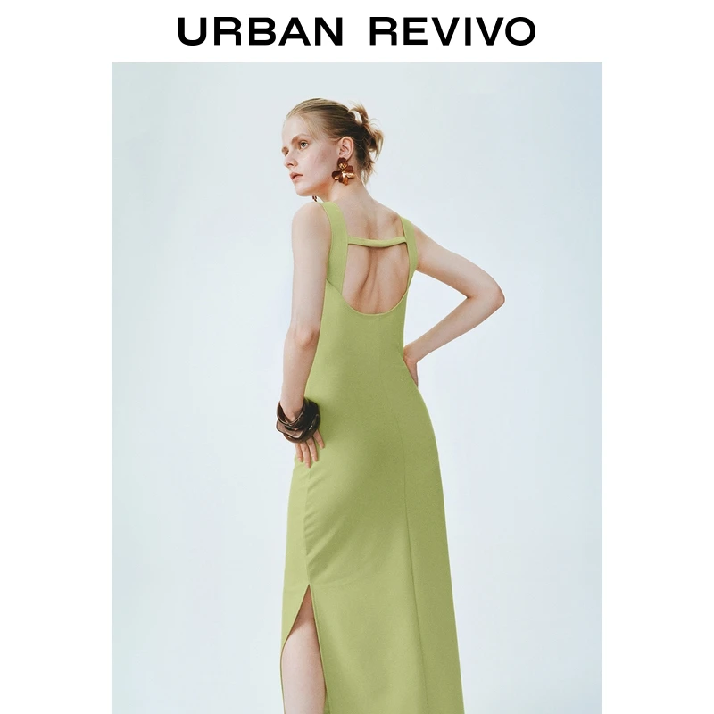 UR2025秋季新款女装法式简约气质小黑裙褶皱连衣裙UWM750093+