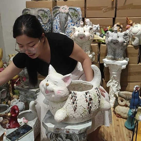 合成树脂氧化镁胖猫花盆