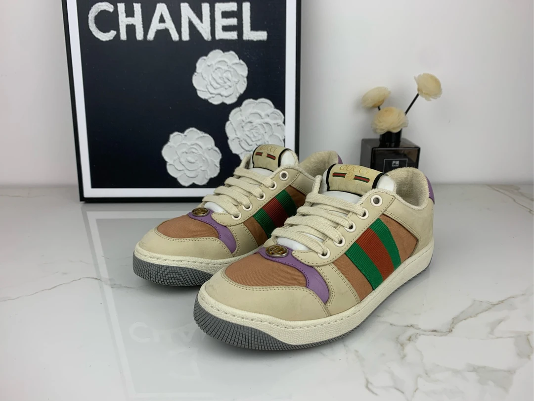 99新 GUCCI/古驰 Gucci古驰 粉紫脏脏鞋 35码 /jm00091