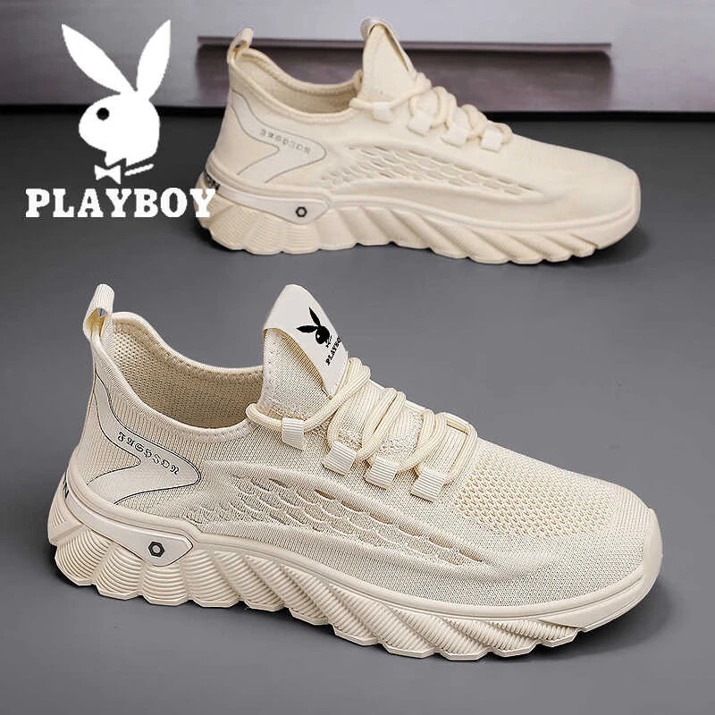 花花公子鞋子男款爆款2025新款冬季网面飞织跑步鞋子男透气运动鞋