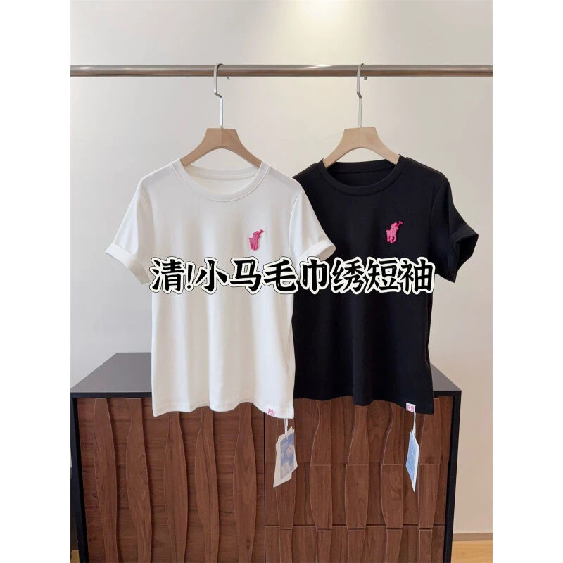 清仓   毛巾绣马标字母时尚休闲简约圆领百搭T恤