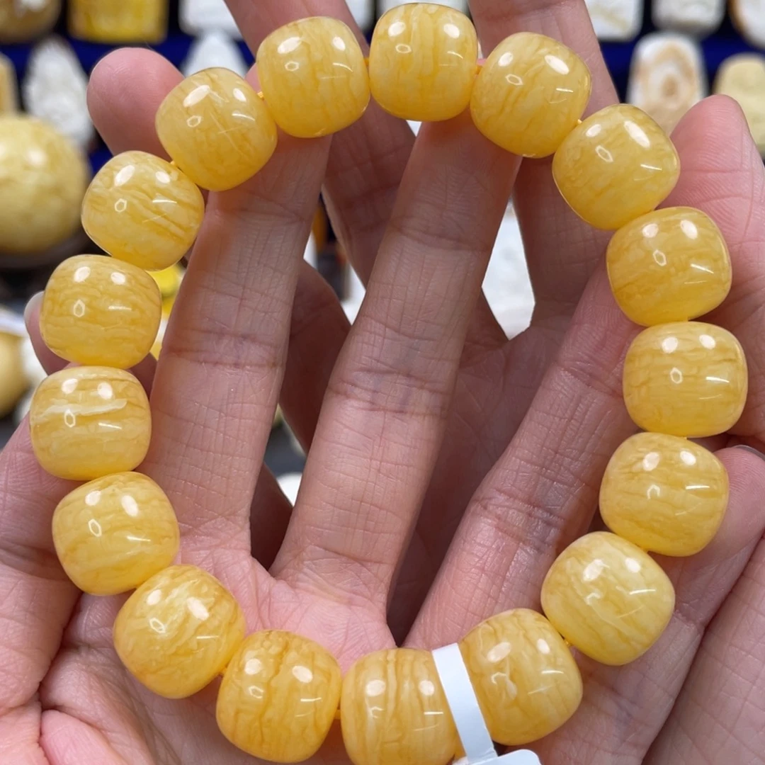 蜜蜡裸石未镶嵌琥珀蜜蜡手串卡14mm