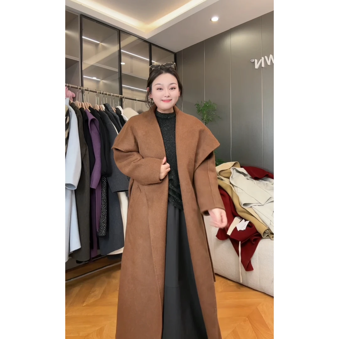 【欲望驼绒大衣】TOYA大码女装秋冬新款长款秋冬双面毛呢外套高级感