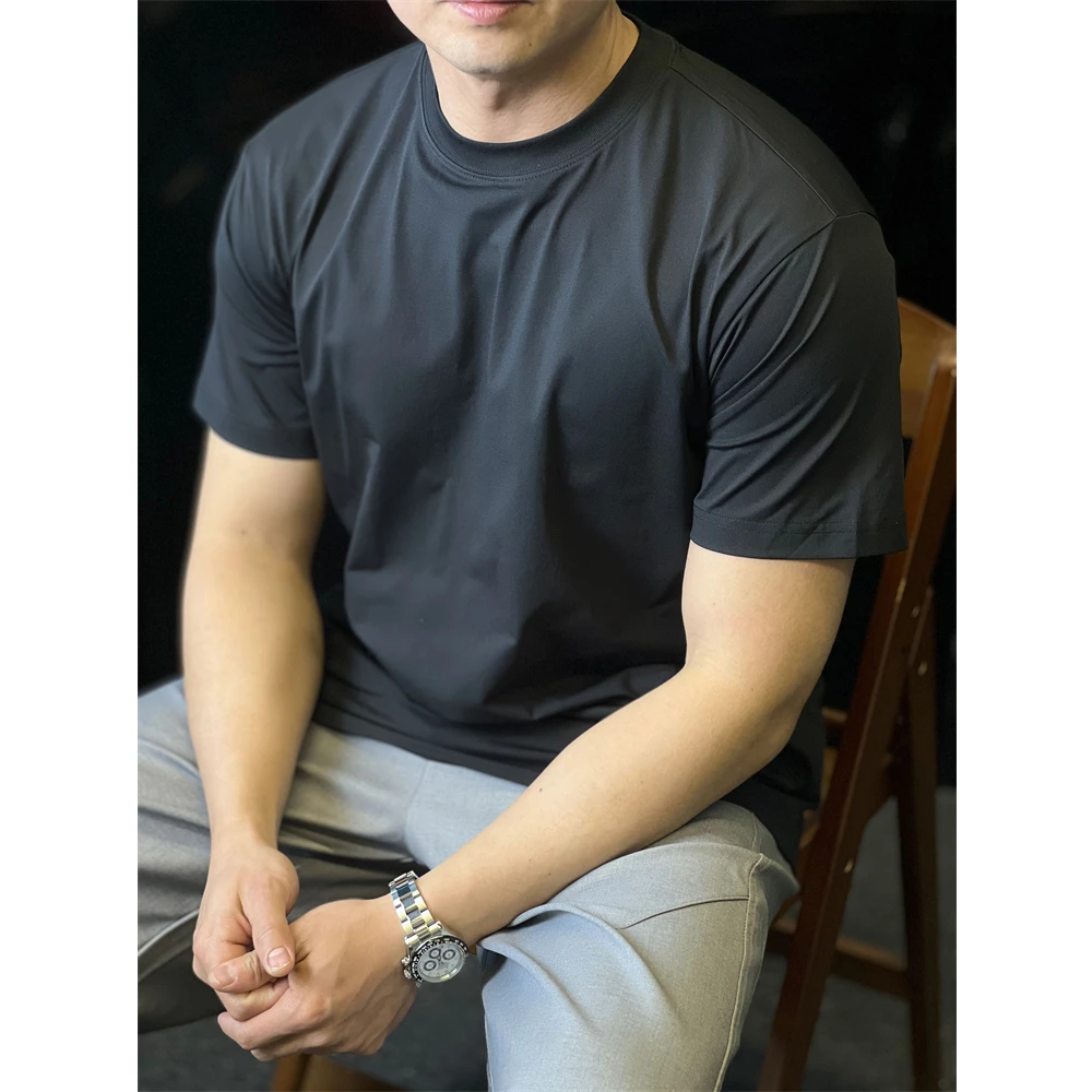 简素Design COOLMAX超轻凉感短袖T恤男休闲通勤运动速干上衣春夏