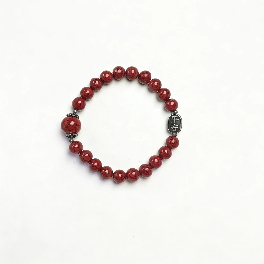 天然辰砂T57晶体朱砂单圈手串8mm（随机礼盒）