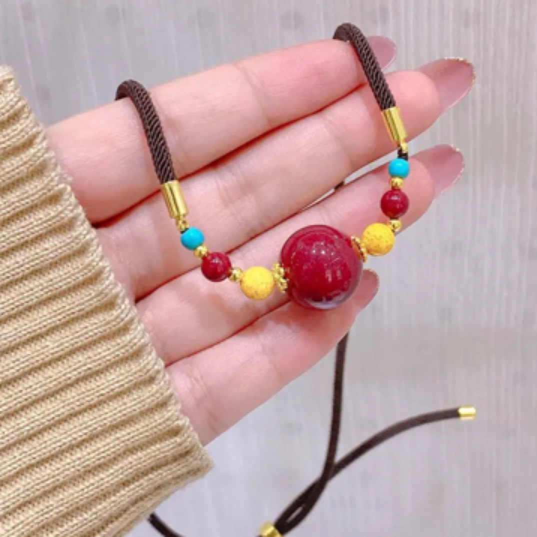 含辰砂工艺品【转运珠锁骨链】高含量紫金砂路路通单珠项链人气款