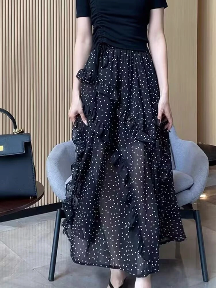 法式度假风减龄半身裙女2025夏季流行开叉新款长裙风情万种的裙子