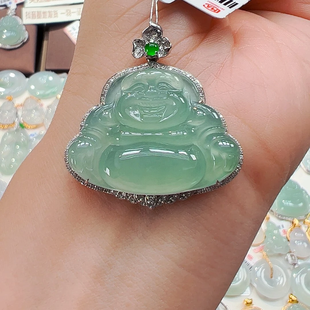 翡翠18K金镶嵌吊坠(不含链)佛公