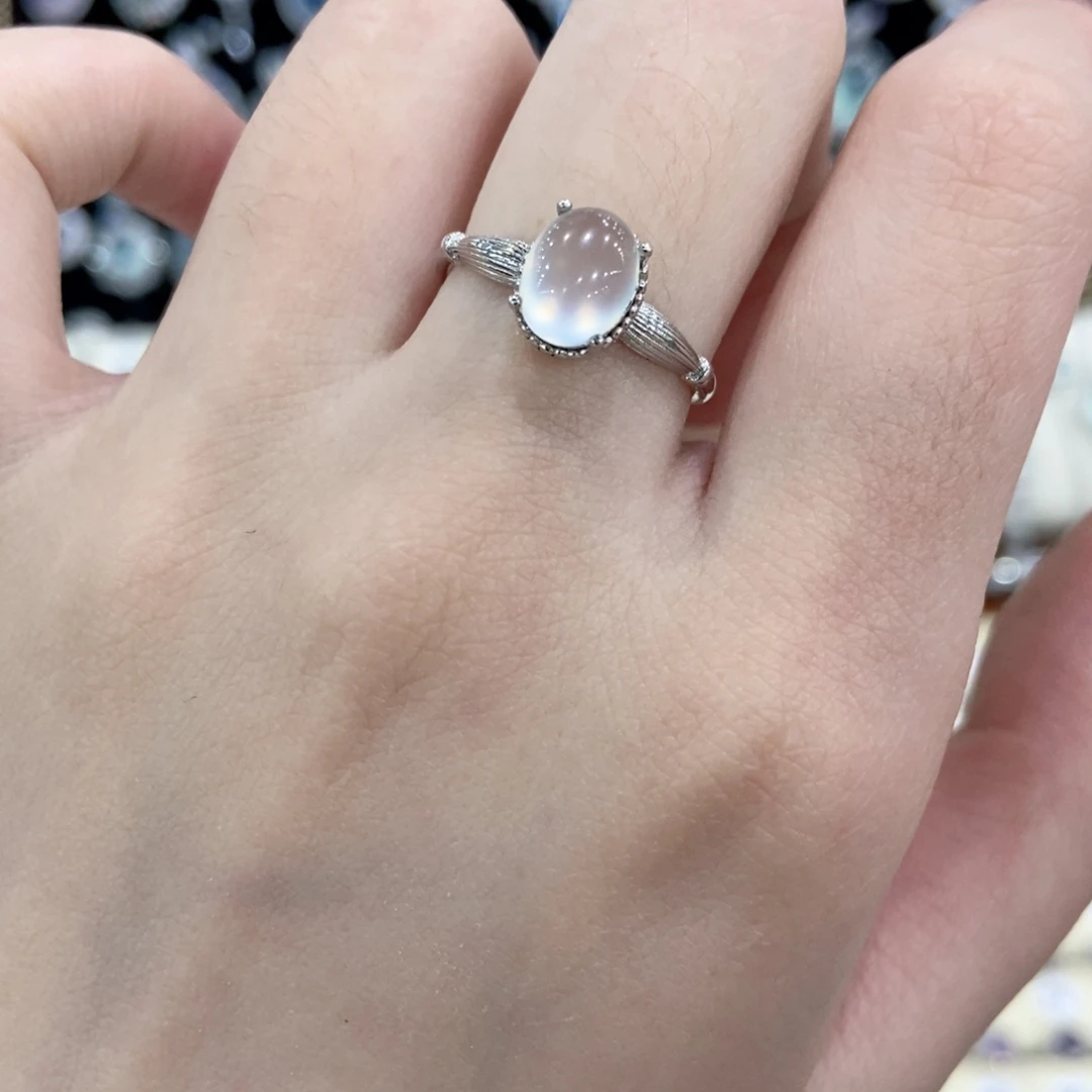 蛇纹石玉银S925镶嵌戒指