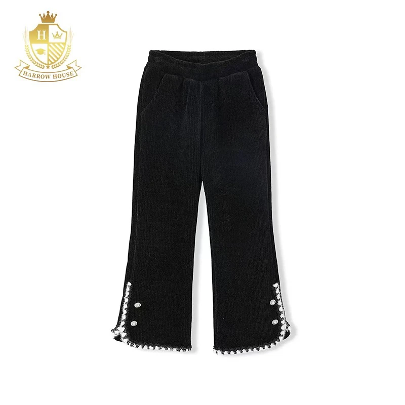 Harrow House童装24年女童喇叭裤冬季加绒儿童长裤新款洋气
