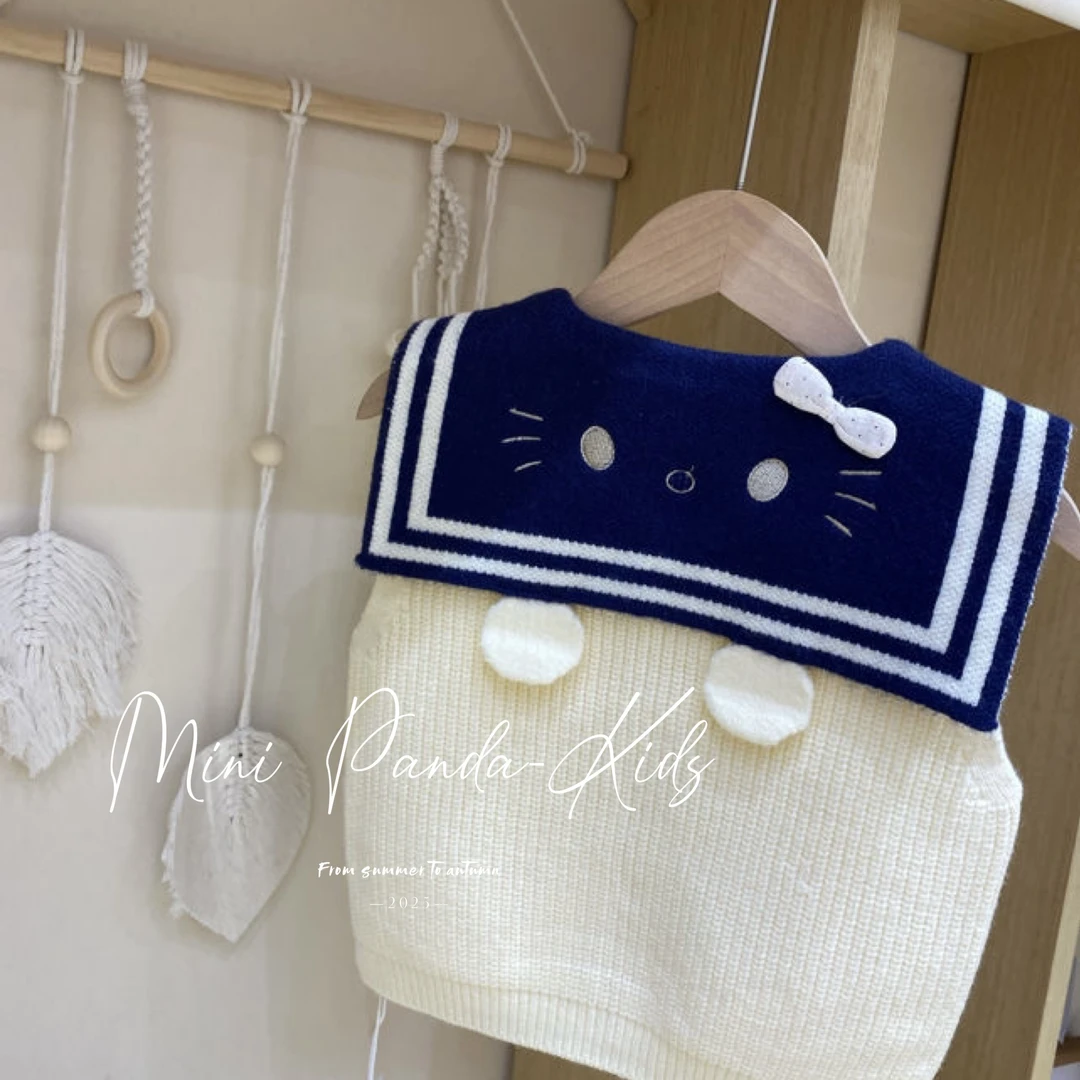 藏蓝KT海军领毛衣马甲7313